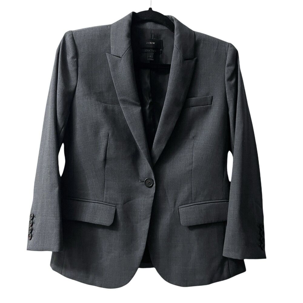 J. Crew Blazer Women’s Size 6 Gray Super 120s 100% Wool Business Contemporary